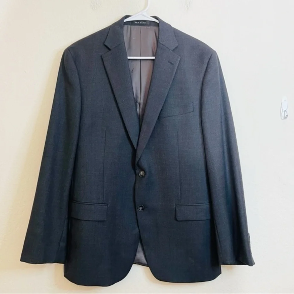 Calvin Klein Wool Natural Stretch Men Suit Blazer Jacket 42R Black Pockets